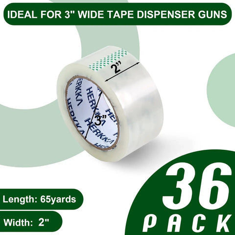 Clear Packing Tape Heavy Duty 36 Rolls Pack 2 Inch Wide 65 Yards Each 2340 Yards Total For Shipping Moving Sealing Thick Strong Packaging Tape