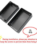 Waterproof Electrical Junction Box Set Built Tough With Durable ABS Plastic For DIY Projects And Power Supplies, Weatherproof Dustproof Enclosures, 3.15 x 1.97 x 1.38 In, Snap Ring Design For Clean Safe Cable Runs. Black ABS electrical junction box halves, 80x50x35 mm, with screws