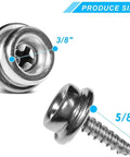 Close-up of Stainless Steel Boat Canvas Snaps And Screw Stud Kit Three Eighths Inch Socket With Five Eighths Inch Screws