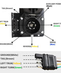 No Sweat Four Pin To Seven Pin RV Trailer Wiring Adapter With Dual Output Flat Harness and Brake Wire Circuit close-up of wiring diagram.