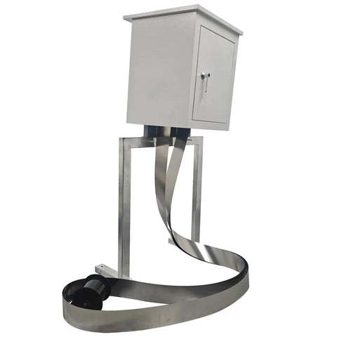 Intsuprm 60W Steel Belt Oil Skimmer With 6 Meter Stainless Strip, upright design for efficient oil removal in coolant tanks.