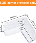 Baby Proofing Corner Guards Set, 16 Pack Clear Edge Bumpers, Silicone dimensions on diagram, 1.6in x 0.4in x 0.6in