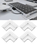 No Drill Solar Panel Corner Brackets Set Durable ABS Mounts For RVs And Boats 4 Pack shown with mounted solar panel