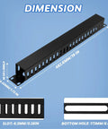 2 Pack 19 Inch 1U Server Rack Cable Management Kit With 24 Slot Horizontal Cable Raceway dimensions diagram