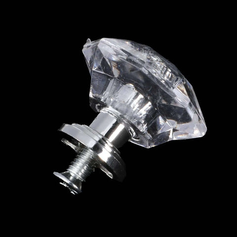 20 Pack Crystal Cabinet Knobs for Cabinets and Drawers, Diamond Shaped Silver Pull Handles with Screws, 30mm Diameter Glass Crystal Knob
