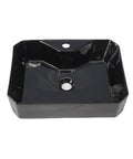 USZWBY Vessel Sinks Bathroom Vessel Sink with Faucet Hole Ceramic Wash Basin Hotel Apartment Creative Art Above Counter Bathroom Bowl Sink in glossy black finish