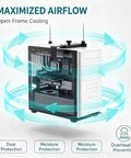 No Drill Necessary Heavy Duty Under Desk PC Mount Rock Solid CPU Holder For Standing Desk Electric Workstation showing airflow cooling design.