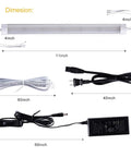 Under Cabinet LED Lights Kit 8 Pack 11 Inch Linkable Dimmable 6000K Cold White Plug In Or Hardwired components and cables