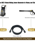 4-piece brass pressure washer adapter set (M22-14mm to 3/8in) with hose