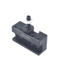 Thomletha OXA 250-001 quick-change lathe tool post holder, angled view, black metal with top bolt and nut.