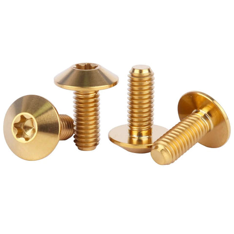 4 Pack Titanium Bolts M5 And M6 Torx Head Screws For Bicycle And Motorcycle, 12Mm 15Mm 20Mm Lengths, Grade 5 Titanium, Corrosion Resistant Gold Finish