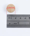 Unfinished Wood Cabinet Pull Knobs next to ruler showing size of 0.69 inches, Mini Drawer Handles For Furniture And Doors, No-Fuss Finish