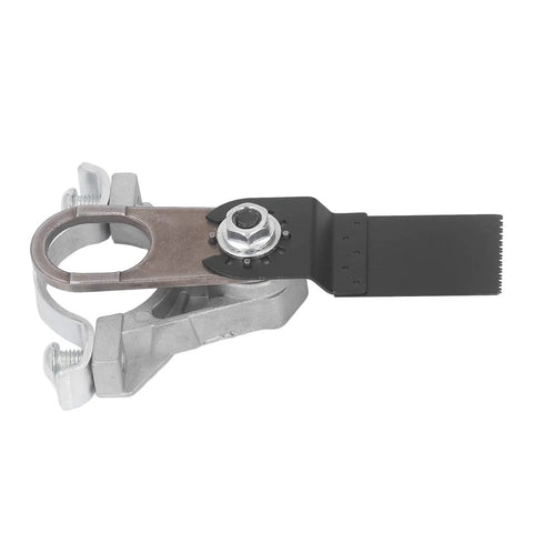 Close-up of Tungsten Steel Oscillating Tool Adapter for Angle Grinders with clamping mechanism visible.