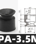 PA PFG Series Industrial Pneumatic Suction Cup Manipulator Accessory Rubber Chuck Gripper For Vacuum Lifting Automation With Pa 35s Design. Rubber suction cup with dimensions and profile design.