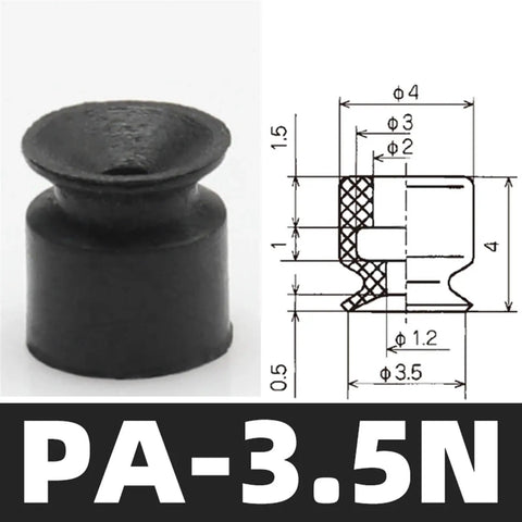 PA PFG Series Industrial Pneumatic Suction Cup Manipulator Accessory Rubber Chuck Gripper For Vacuum Lifting Automation With Pa 35s Design. Rubber suction cup with dimensions and profile design.