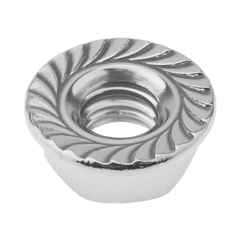 Close-up of serrated M6 hex flange nut from 50 Sets M6 Hex Serrated Flange Nuts Kit With 304 Stainless Steel Lock Nuts And Flat And Lock Washers.