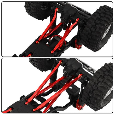 Beefy High Clearance Metal Chassis Link Rods Linkage Set For TRX 4M K10 High Trail Pickup 1 18 Scale RC Off Road Crawler Upgrade Parts CNC Anodized Aluminum Lightweight Durable Easy Install, red aluminum links on RC chassis