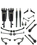 18 Piece Front And Rear Suspension Upgrade For Dodge 300 And Chrysler Whip featuring strut shocks, control arms, and tie rods.