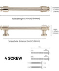 10 Pack 5 Inch 128mm Knurled Brushed Satin Nickel Kitchen Cabinet Handles dimensions and features diagram with 4 screws.