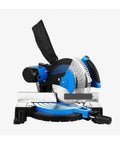 Belt Drive 2600W Miter Saw Cuts Wood And Aluminum Profiles Like Butter, featuring a blue and black design with a 255mm blade.