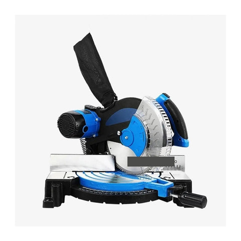 Belt Drive 2600W Miter Saw Cuts Wood And Aluminum Profiles Like Butter, featuring a blue and black design with a 255mm blade.