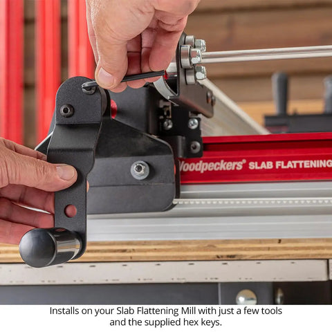 Installation of the Slab Flattening Mill Pro Extended With EZ Drive Router Sled using hex keys and minimal tools.