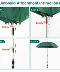 Umbrella attachment instructions for 2-In-1 Garden Kneeler With Umbrella, Garden Kneeling Bench With 42-Inch Green Umbrella.