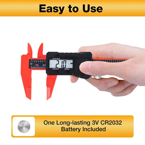 Digital Caliper 6 Inch With Crisp LCD Display Inch And Millimeter Conversion Auto Off Durable ABS Body Handy Precision Tool