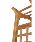 Top corner detail of Cedar Garden Arbor With Lattice For Climbing Plants, Golden Brown Natural Wood Finish, 47 Inch Wide