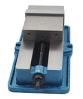 Industrial Precision Mill Vise With Rock Solid Clamping Force And Tough As Nails Cast Iron Jaws For Heavy Duty Milling Drilling And Machine Shop Projects, top view showing jaws and swivel base.