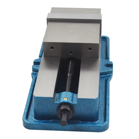 Industrial Precision Mill Vise With Rock Solid Clamping Force And Tough As Nails Cast Iron Jaws For Heavy Duty Milling Drilling And Machine Shop Projects, top view showing jaws and swivel base.