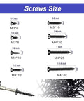 500 Piece Pan Head Self Tapping Drilling Screws Assortment Kit In Carbon Steel Black Finish M3 Size Range 6 8 10 12 16 18 20 mm