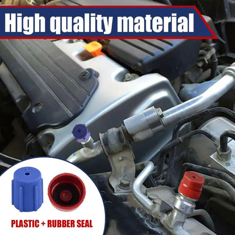 Hella Durable R134a AC Service Port Caps Set Of Ten Includes Five Red And Five Blue Valve Covers With Shop Grade Seals to protect AC lines.