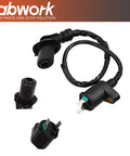 Honda FourTrax 300 CDI Box Ignition Coil Replacement Kit For 1988 1993 TRX300 FW Includes CDI Box And Ignition Coil Compatible With Part Numbers 30410 HC4 770 30410 HC5 971 Plug And Play Upgrade parts shown in detail on white background