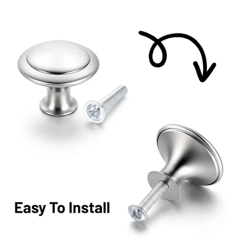 30 Pack Stainless Steel Cabinet Knobs 1.18 Inch Round Brushed Silver Drawer Pulls With Screws, Dope Modern Minimalist Hardware