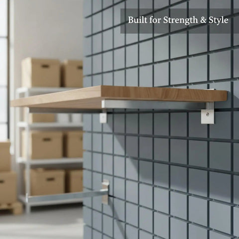 Heavy Duty Slatwall Shelf Brackets For Glass Wood Or Metal Shelving With Silver Finish 50 Pack Pro Grade Shelf Supports