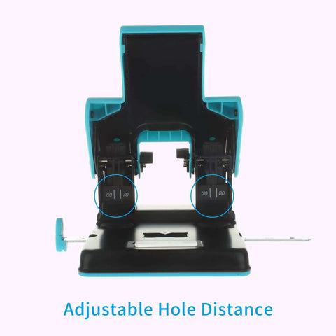 Front view of 2 Hole Paper Punch With Adjustable 70Mm Or 80Mm Spacing And 6Mm Hole, showing adjustable hole distance feature.