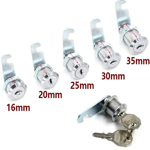 Cam Lock With Metal Key For Door Mailbox Toolbox Gym Locker Furniture Drawer Hardware HJ01A, keyed alike, multiple sizes shown