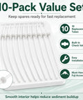 Top Shelf Silicone Pressure Tubes With One Way Check Valves 10 Pack Replacement Hoses displayed in a neat arrangement on a tray.