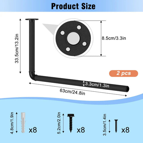Surfboard Wall Mount And Ceiling Rack For Garage Storage, Durable Powder Coated Steel Ceiling Rack With Sponge Pads To Protect Boards, Ladders, Snowboards, Paddle Boards, Holds Up To 100 Lbs, Black