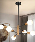 Straight Up Fire Modern Chandelier For Dining Room With Black And Gold Sputnik Ceiling Light Fixture Designed To Hella Elevate Your Everyday Home Vibe Instantly, featuring rotating arms and soft white bulbs.