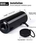 Premium Aluminum Coolant Overflow Tank And Radiator Reservoir Bottle With 800ml Capacity shown with dimensions and cap detail.