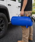 Aynuma 11 Gallon Portable Air Tank Heavy Duty Metal Compressor, being held for inflating tires on the go.
