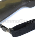 M1 Garand USGI Pattern Web Sling Two Point Black Cotton Made In USA shown attached to rifle stock with Parkerized steel hardware.