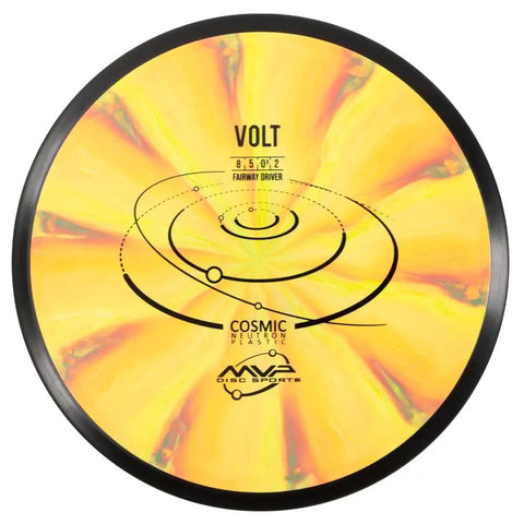 Cosmic Neutron Volt Disc Golf Fairway Driver For Long Bombs And Laser Straight Throws With A Subtle Turn And Reliable Fade 165 To 170 Grams Colors May Vary yellow disc, Cosmic Neutron plastic