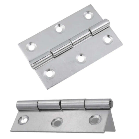 Heavy Duty Door Hinges 2.36x1.57 Inch Stainless Steel With Screws 4 Pack, top and side view, rust resistant for cabinets and gates