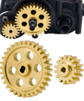 Brass 32T spur gear and 15T pinion transmission conversion kit for Losi 1X24 Micro B and 1X28 Micro T RC crawlers upgrade.