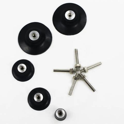Five Pack Disc Pad Holder Set With Quick Change 1 Inch 2 Inch 3 Inch Pads, One Quarter Inch Shank For Die Grinder Accessories visible