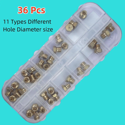 36 Piece Propane Orifice Kit For Grill Masters And BBQ Pros, Brass Jet Burner Nozzles Replacement Set in storage case