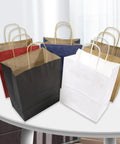 50 Pack Go-To Brown Kraft Paper Bags With Handles 8x4.25x10.5 Inches Heavy-Duty Gift Bags For Party Favors Takeout Grocery Shopping
